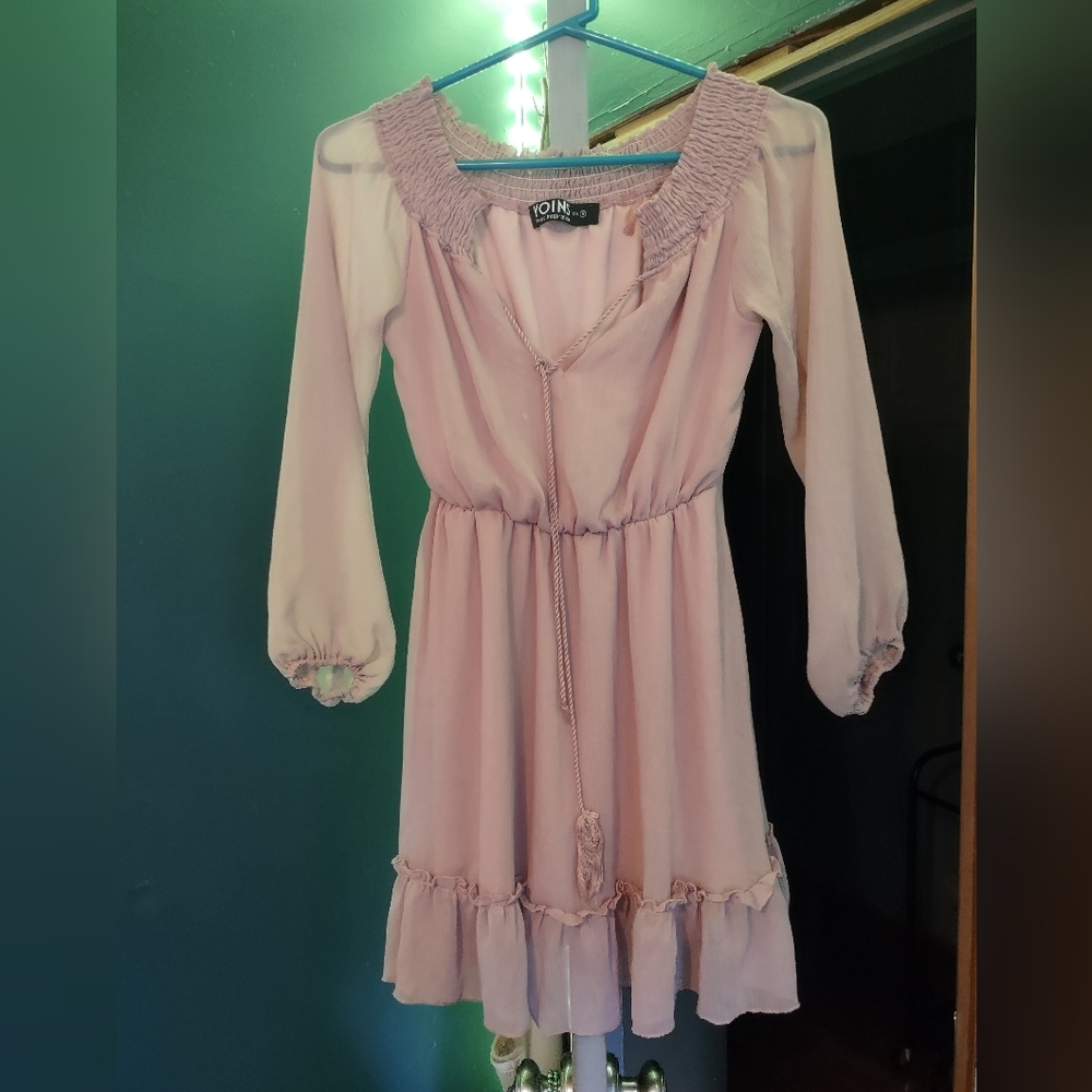 Women's Pastel Pink Ruffled Boho Dress - Size S - Picture 5 of 5